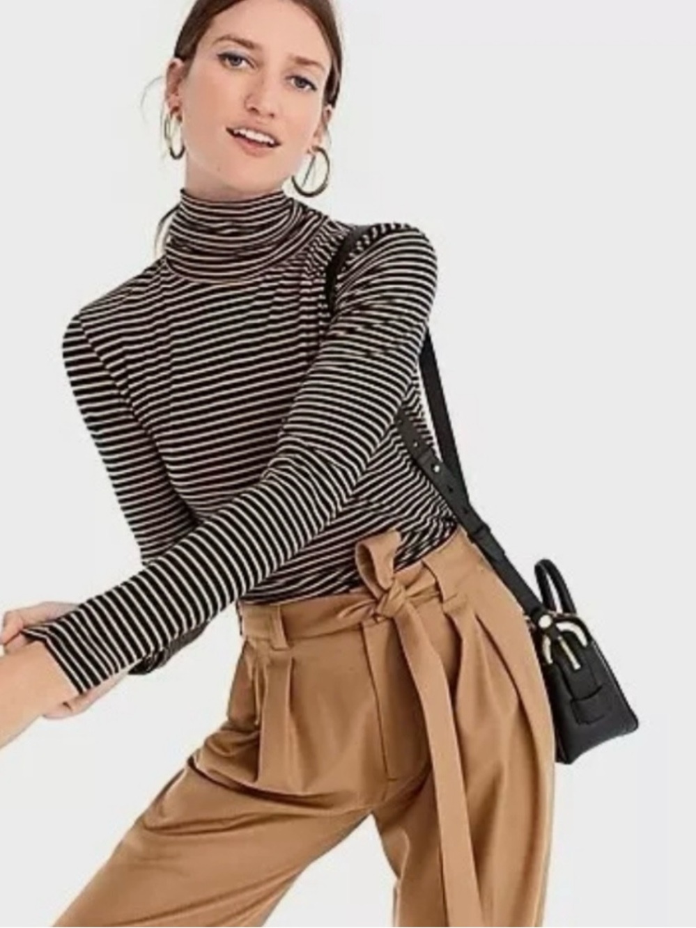 Jcrew Striped Turtleneck Long-Sleeve Sweater - Brown and navy